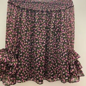 CeCe Black Blouse with Pink Floral Pattern